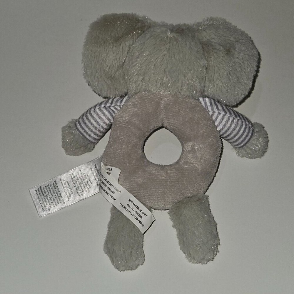 Carter's Gray White Elephant Plush Rattle Baby Toy Lovey Grabber Ring 2019 - Picture 5 of 6